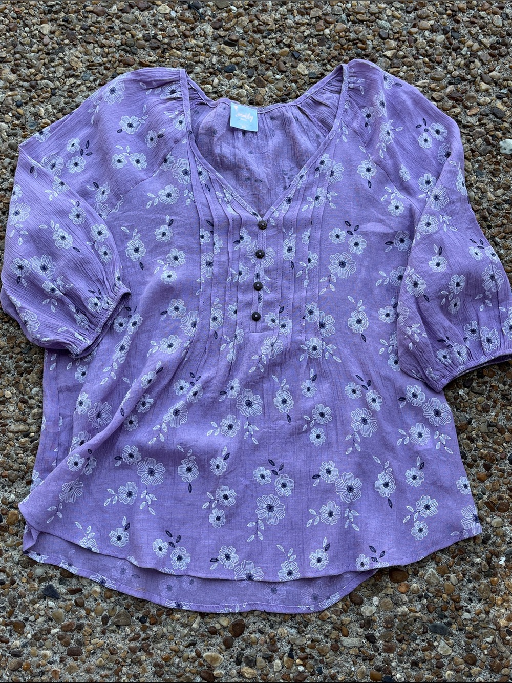 Siren Lily Lavender Floral Peasant Blouse